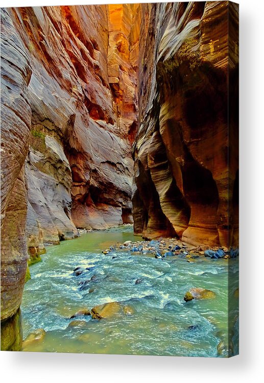 Zion National Park Acrylic Print featuring the photograph The Narrows by Geoff McGilvray