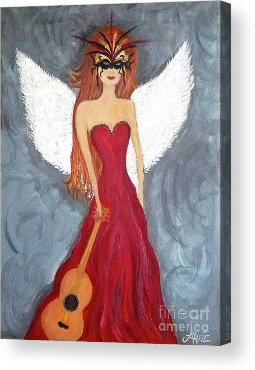 Mask Acrylic Print featuring the painting The Nightingale by Artist Linda Marie
