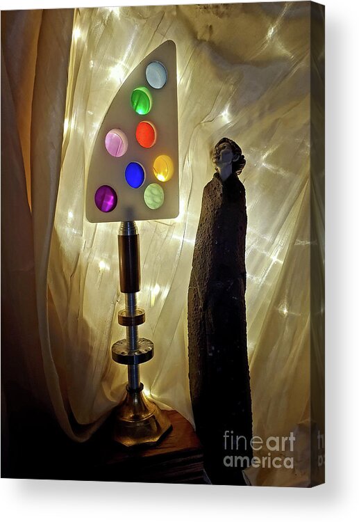 Tony Award Acrylic Print featuring the photograph The Tony Award for Artisitic Merit FAAaround the house with Wonder Sculpture Jan 2022 by Zan Savage
