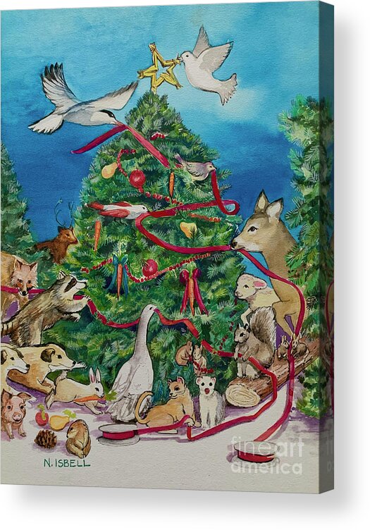 Christmas Acrylic Print featuring the painting Time To Decorate by Nancy Isbell