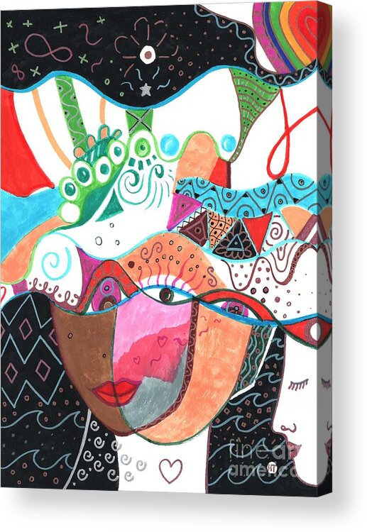Together By Helena Tiainen Acrylic Print featuring the drawing Together by Helena Tiainen