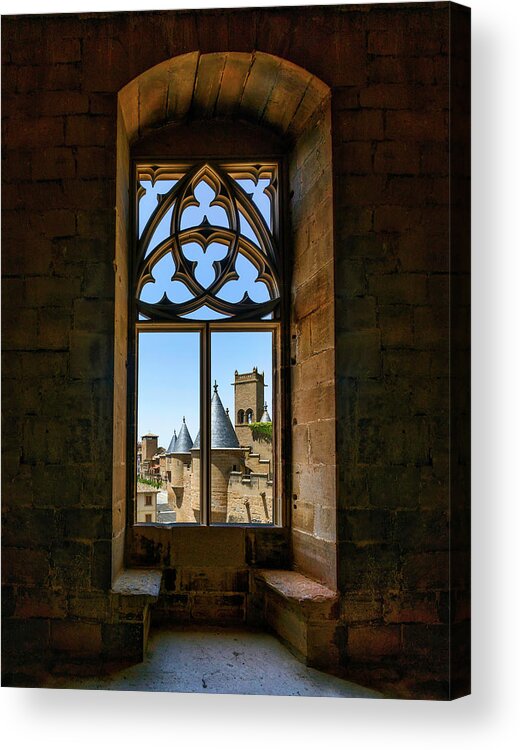 Ornate Acrylic Print featuring the photograph Tower's ornate window by Micah Offman