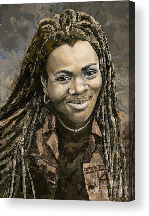 Tracy Chapman Acrylic Print featuring the painting Tracy Chapman, 2020 by PJ Kirk