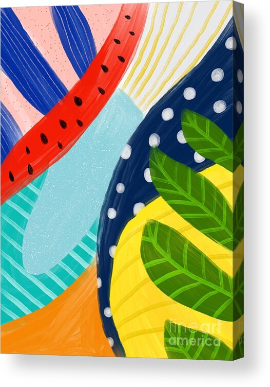 Abstract Acrylic Print featuring the digital art Tropical Fever - Modern Colorful Abstract Digital Art by Sambel Pedes