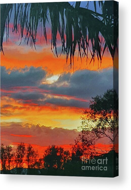 Sunset Acrylic Print featuring the digital art Tropical Sunset by Tracey Lee Cassin