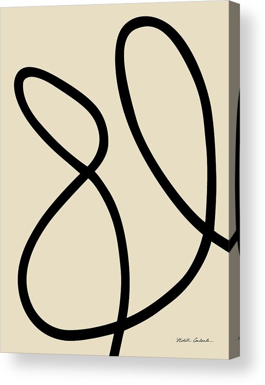 Nikita Coulombe Acrylic Print featuring the painting Untitled XIV black line on beige background by Nikita Coulombe