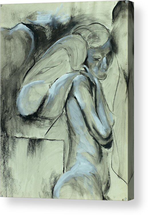 Female Acrylic Print featuring the drawing Untitled_figure Study_def by Paul Vitko