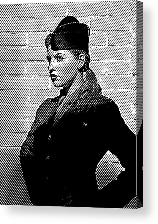 Women's Forces Acrylic Print featuring the drawing US Woman Soldier Looking Confident and Empowered by GeorgePeters