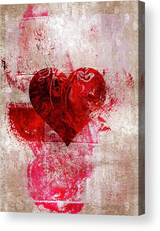 Valentines Day Acrylic Print featuring the painting Valentines Heart Abstract by Sherrie Triest
