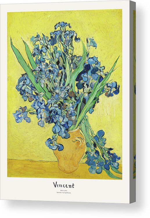 Van Gogh Acrylic Print featuring the digital art Vincent Van Gogh Irises 1890 Art Exhibition Print Poster by Vincent Van Gogh