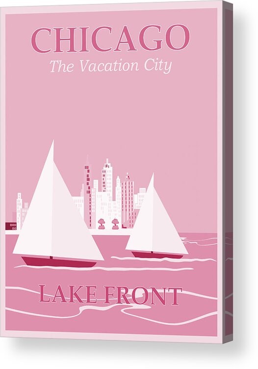 Chicago Acrylic Print featuring the photograph Vintage Travel Chicago Lakefront Candy Pink by Carol Japp