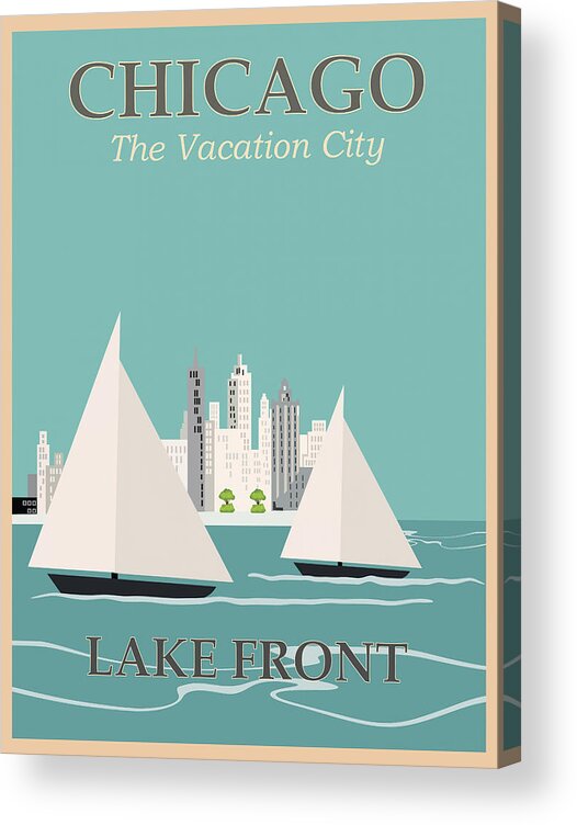 Chicago Acrylic Print featuring the photograph Vintage Travel Chicago Lakefront by Carol Japp