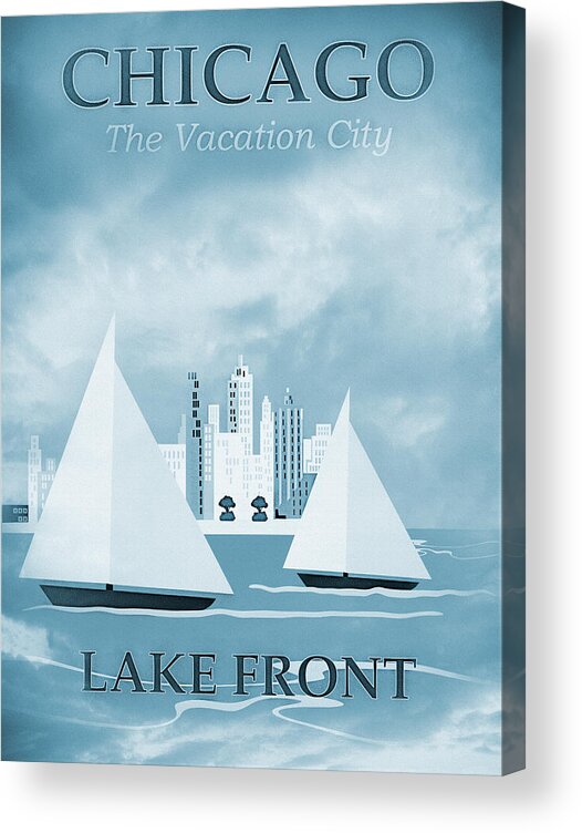 Chicago Acrylic Print featuring the photograph Vintage Travel Chicago Lakefront Sea Blues by Carol Japp