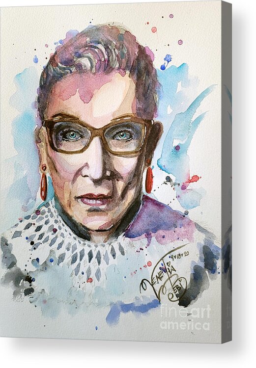 Portrait Acrylic Print featuring the painting Voice of Reason - Tribute to RBG by Venetia Bebi