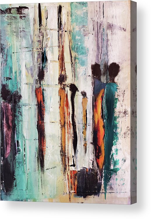 Abstract Acrylic Print featuring the mixed media Waiting for A Jet Plane by Sharon Williams Eng