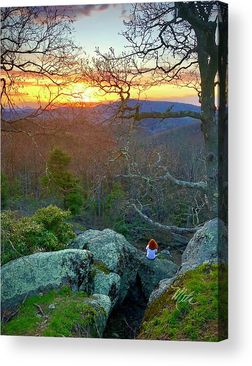 Blue Ridge Parkway Acrylic Print featuring the photograph Watching the Sunset by Meta Gatschenberger