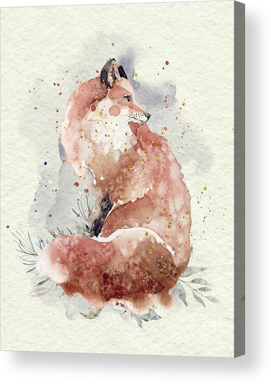 Fox Acrylic Print featuring the painting Watercolor Fox by Garden Of Delights
