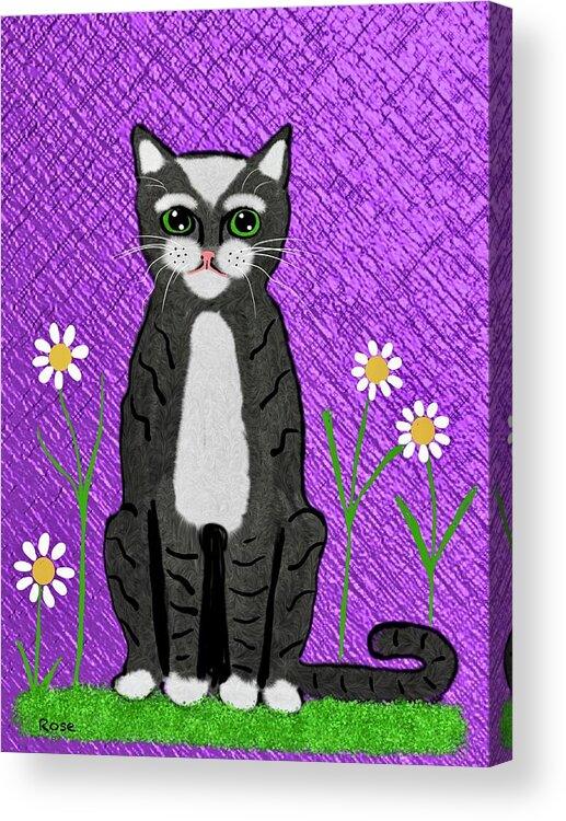 Cat Acrylic Print featuring the digital art Whimsical cat by Elaine Hayward