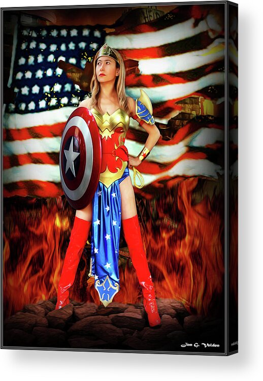Wonder Acrylic Print featuring the photograph Wonder Woman Fire by Jon Volden