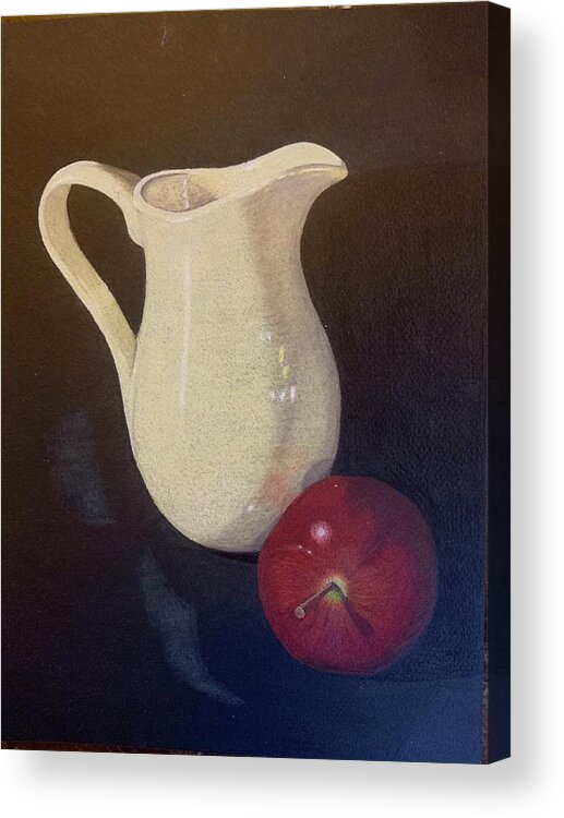 Yellow Pitcher Acrylic Print featuring the drawing Yellow pitcher by Colette Lee