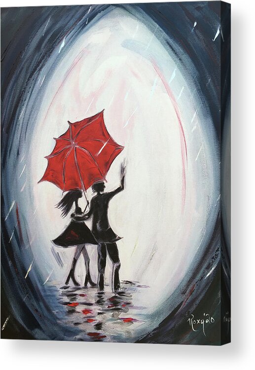 Walking Acrylic Print featuring the painting Young Love Walking by Roxy Rich