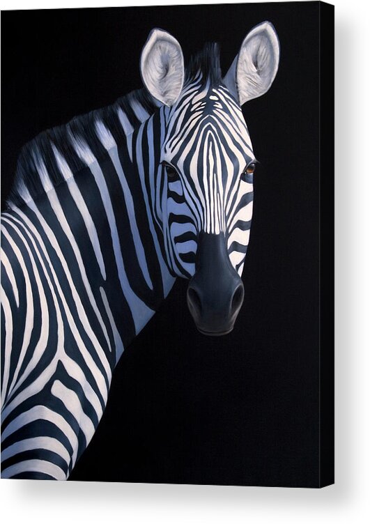 Greeting Card Acrylic Print featuring the painting Zebra Head by Brian McCarthy