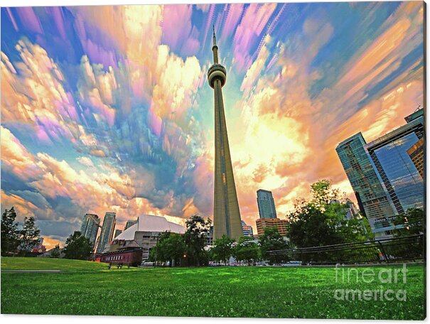 Toronto Acrylic Print featuring the photograph Toronto CN Tower with Skyline by Charline Xia