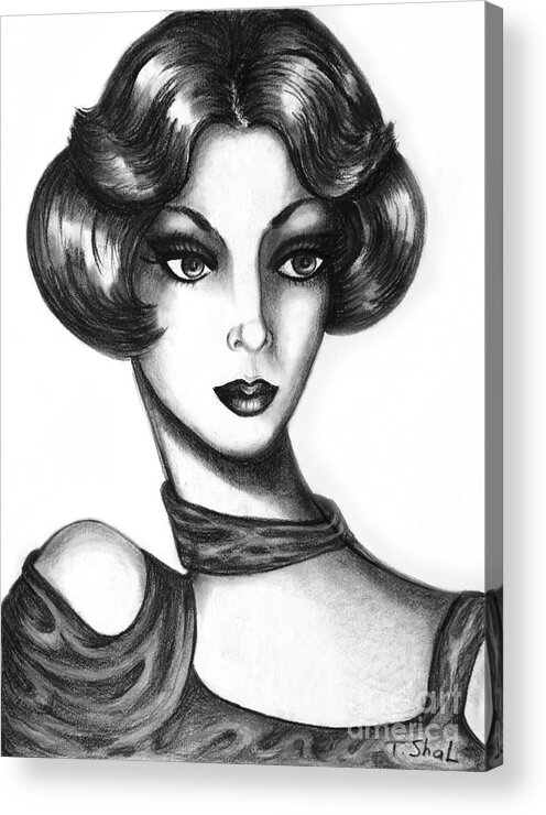 Art Acrylic Print featuring the drawing Lady by Tara Shalton