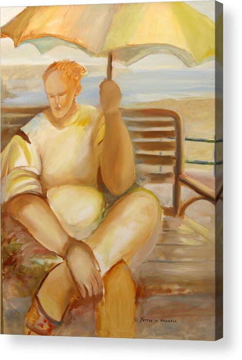 Women Series Acrylic Print featuring the painting Woman with Umbrella by Bettye Harwell