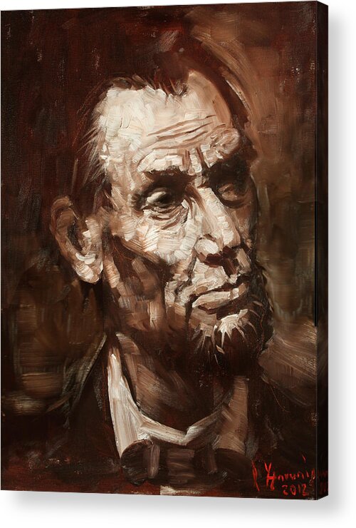 Abraham Lincoln Acrylic Print featuring the painting Abraham Lincoln #2 by Ylli Haruni