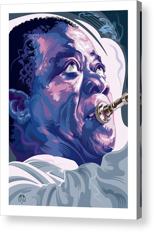 Louis Armstrong Acrylic Print featuring the digital art Louis Armstrong Portrait 2 by Garth Glazier