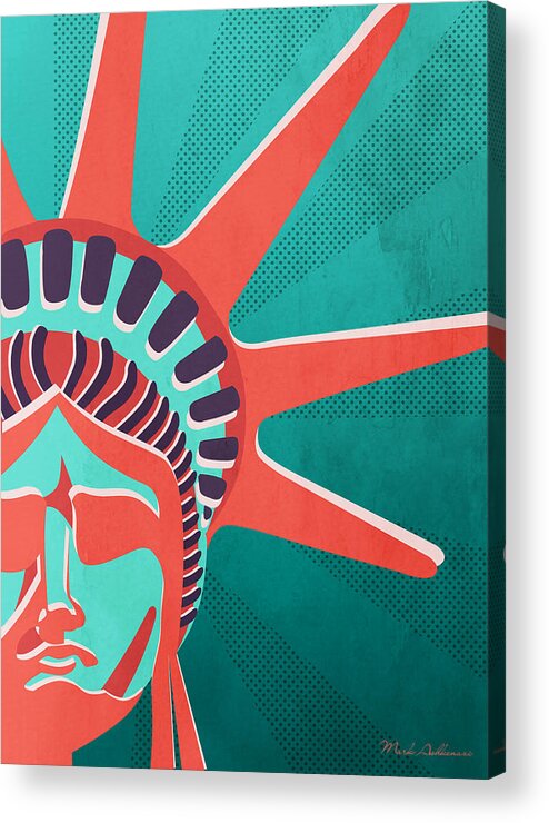Statue Of Liberty Acrylic Print featuring the digital art Statue Of Liberty by Mark Ashkenazi