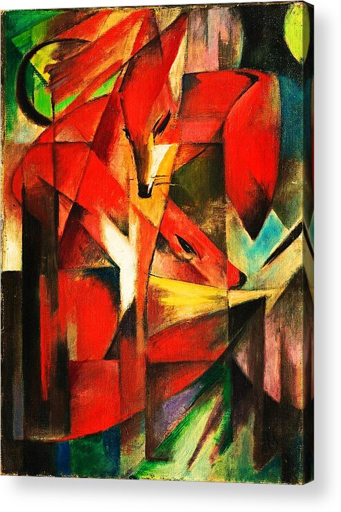 Franz Marc Acrylic Print featuring the painting The Foxes by Franz Marc