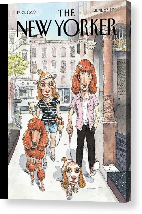 Pets Acrylic Print featuring the painting Dog Meets Dog by John Cuneo