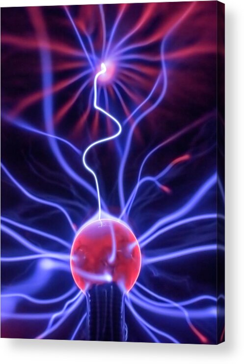 Black Background Acrylic Print featuring the photograph Plasma Globe #10 by David Parker/science Photo Library