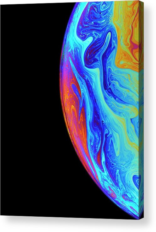 Atmosphere Acrylic Print featuring the photograph Surface Colours Of A Soap Bubble #2 by David Parker