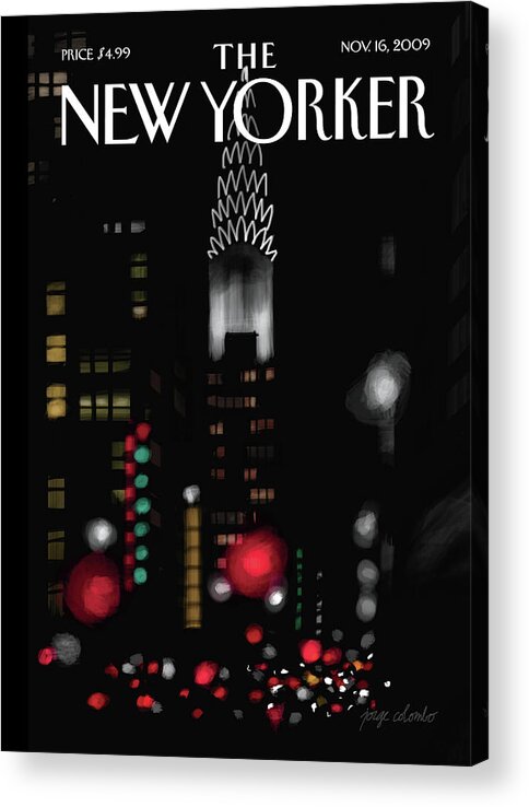 New York Acrylic Print featuring the painting Night Lights by Jorge Colombo