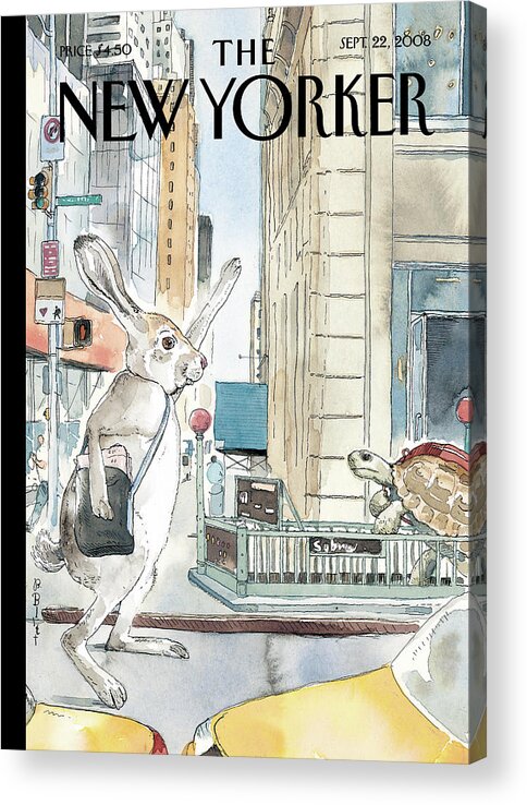 Tortoise Acrylic Print featuring the painting The Race Is On by Barry Blitt