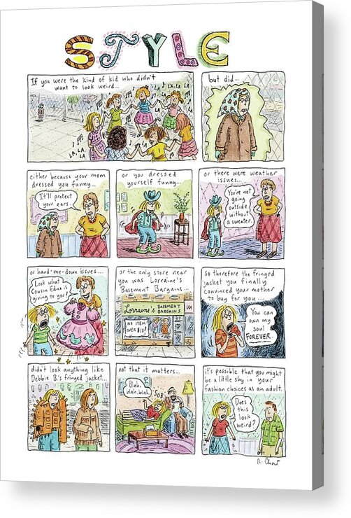 Style Acrylic Print featuring the drawing New Yorker March 16th, 2009 by Roz Chast
