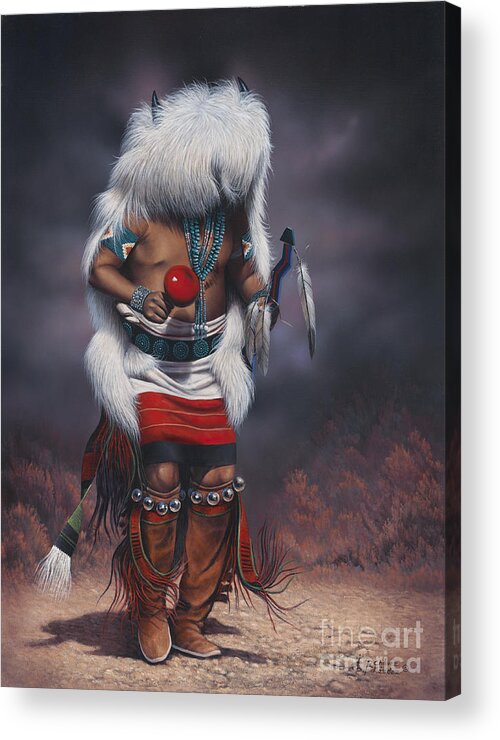 Native-american Acrylic Print featuring the painting Mystic Dancer by Ricardo Chavez-Mendez