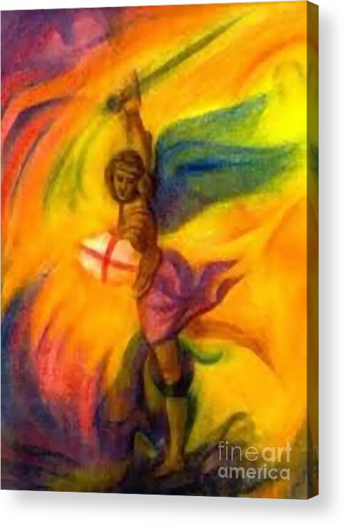 Canvas Acrylic Print featuring the painting St. Michael #3 by Archangelus Gallery