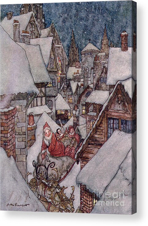 Santa Acrylic Print featuring the drawing The Night Before Christmas by Arthur Rackham