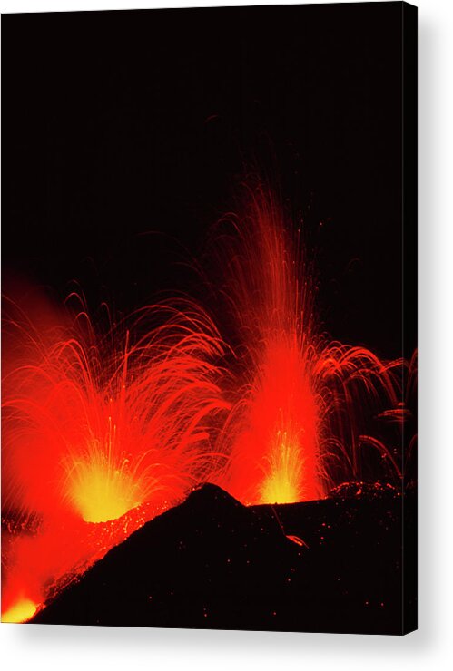 Mount Etna Acrylic Print featuring the photograph Mount Etna Volcano Erupting #4 by Jeremy Bishop/science Photo Library