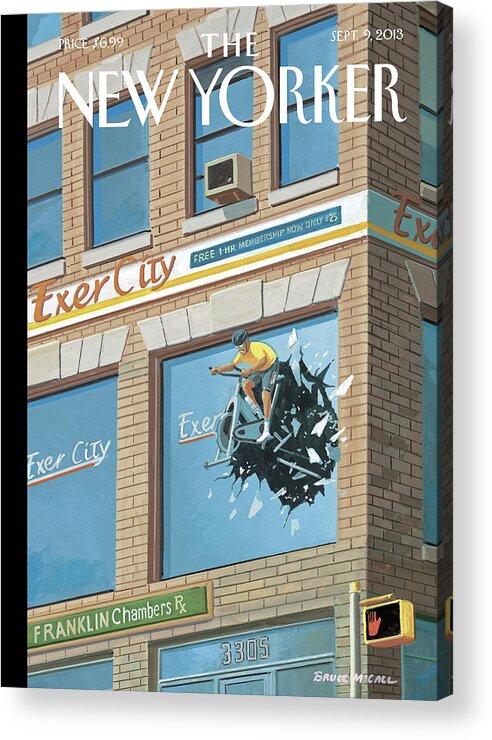 Excercise Acrylic Print featuring the painting ExerCity by Bruce McCall