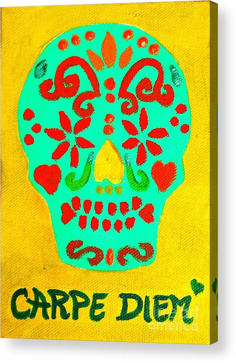 Skull Acrylic Print featuring the painting Carpe Diem Series #6 by Janet McDonald