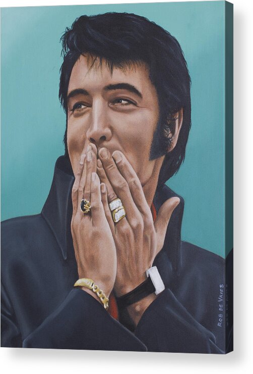 Elvis Acrylic Print featuring the painting 69 Press Conference by Rob De Vries