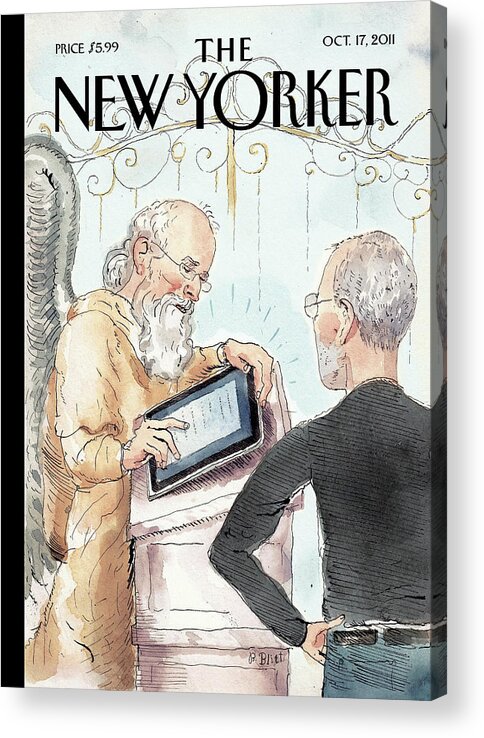 Steve Jobs Acrylic Print featuring the painting The Book of Life by Barry Blitt