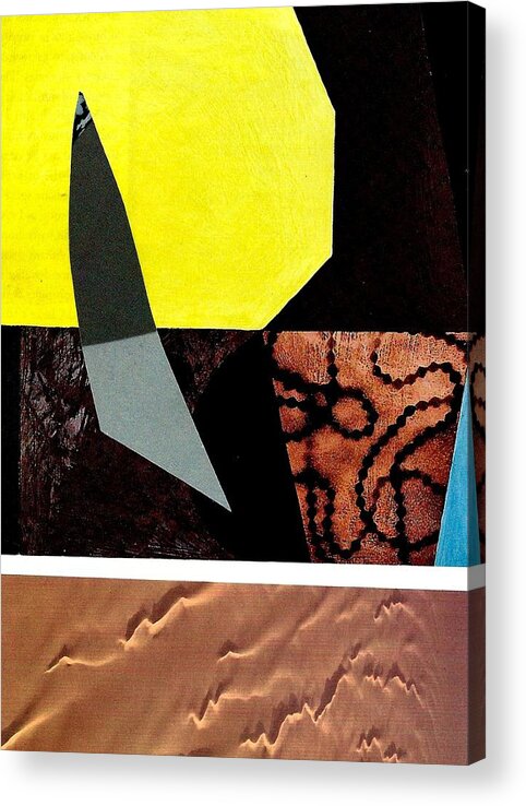 Abstract Acrylic Print featuring the mixed media Yellow Sun by Barbara Bennett