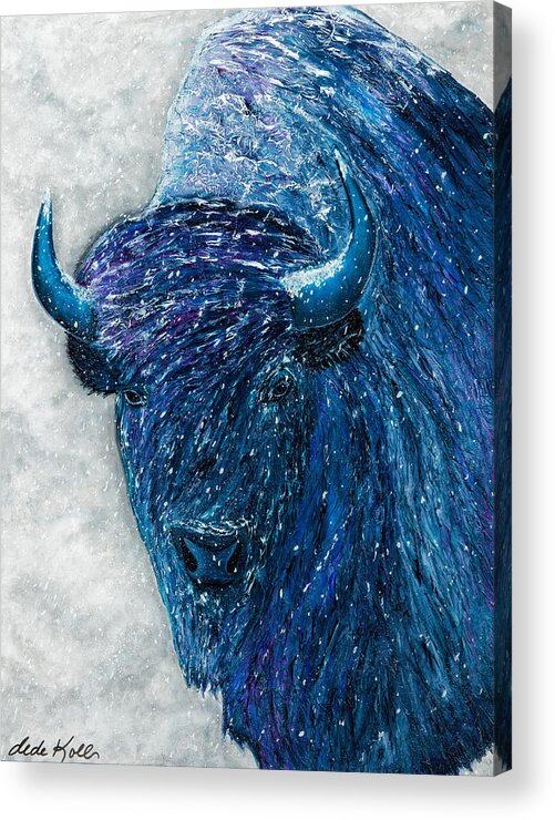 Acrylic Acrylic Print featuring the painting Buffalo - Ready for Winter by Dede Koll