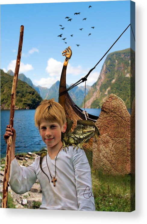 Anglo-saxon Acrylic Print featuring the digital art A Boy and His Dragon by Casey Jones